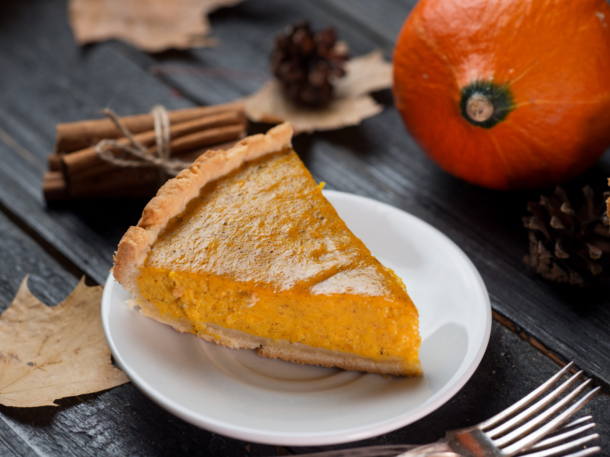 Traditional American pumpkin pie for thanksgiving in the fall. Delicious homemade cake